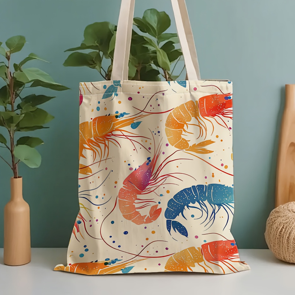 Women'S Bags Very - Renkli Karides Desenli Tote Çanta Büyük