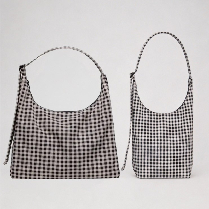 Women'S Work Bags Designer - Tasarımcı Kareli Omuz Çantası, Siyah Beyaz