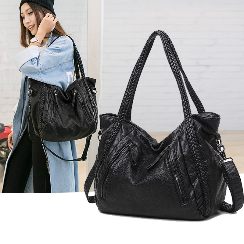 Hobo Bag Slouchy - SHELKSBAG Siyah Yumuşak Deri Kadınlar İçin