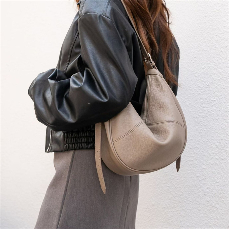 Hobo Bag Slouchy - BURMINSA Yumuşak Hakiki Deri Hilal Şeklinde