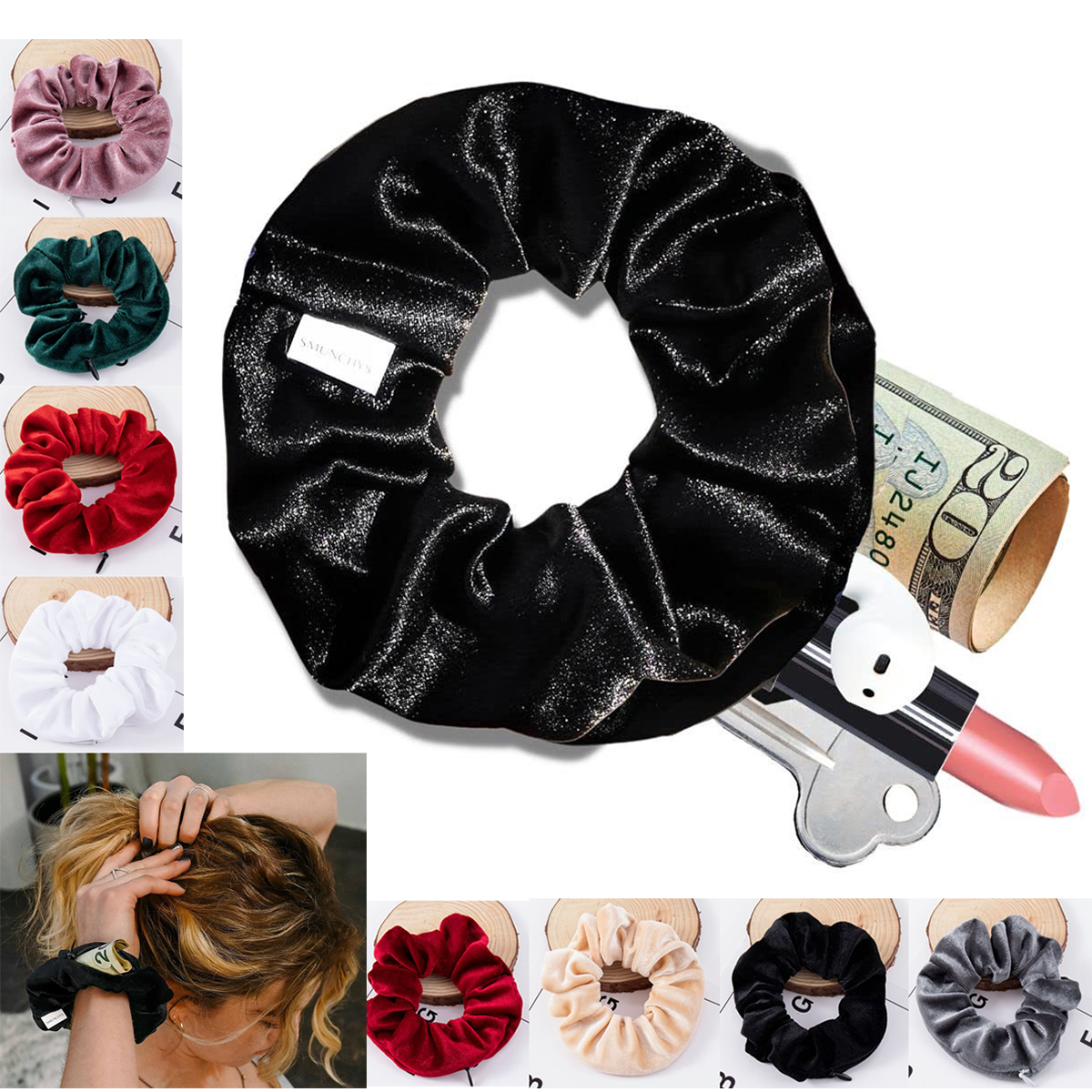 Hobo Bag Slouchy - Geldi Zip Scrunchies Gizli Depolama Kulaklık