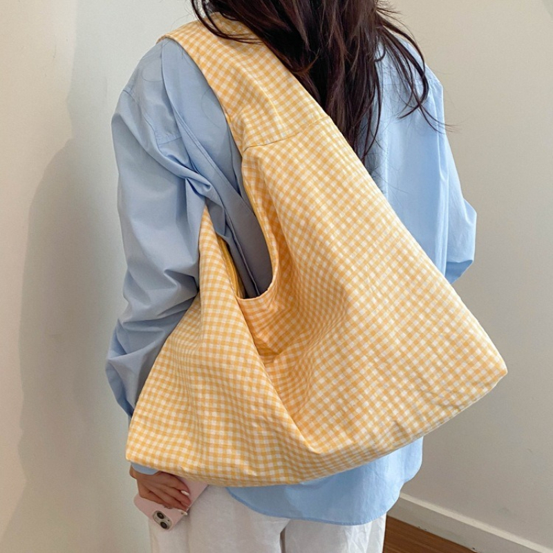 Özel Logo Pastel Gingham Desen - Hobo Bag Slouchy incelemesi ve fiyatı