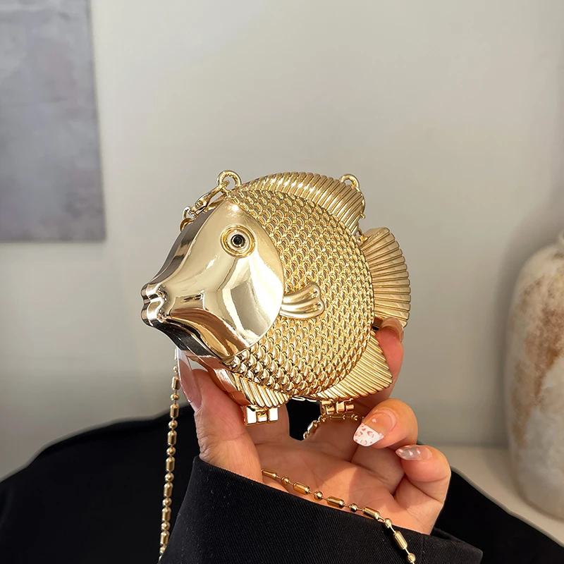 Sevimli Küçük Balık Şekli Meta - Women Bags Gold incelemesi ve fiyatı